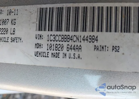 2012 Chrysler 200 Touring from USA, damaged, VIN 1C3CCBBB4CN144984